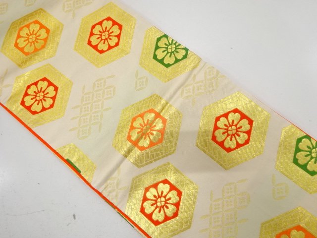 アンティーク　花亀甲模様織り出し子供帯（材料）